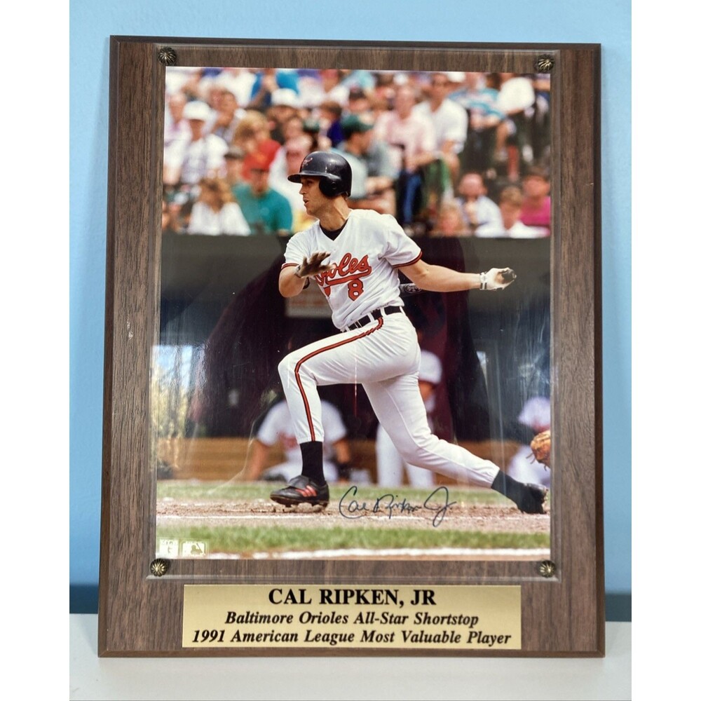 Cal Ripken Jr. Autographed 8x10 Photo Wooden Plaque Baltimore Orioles 1991